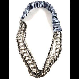 Silver Chain & Satin Headband – Edgy Layered Chain Hair Accessory